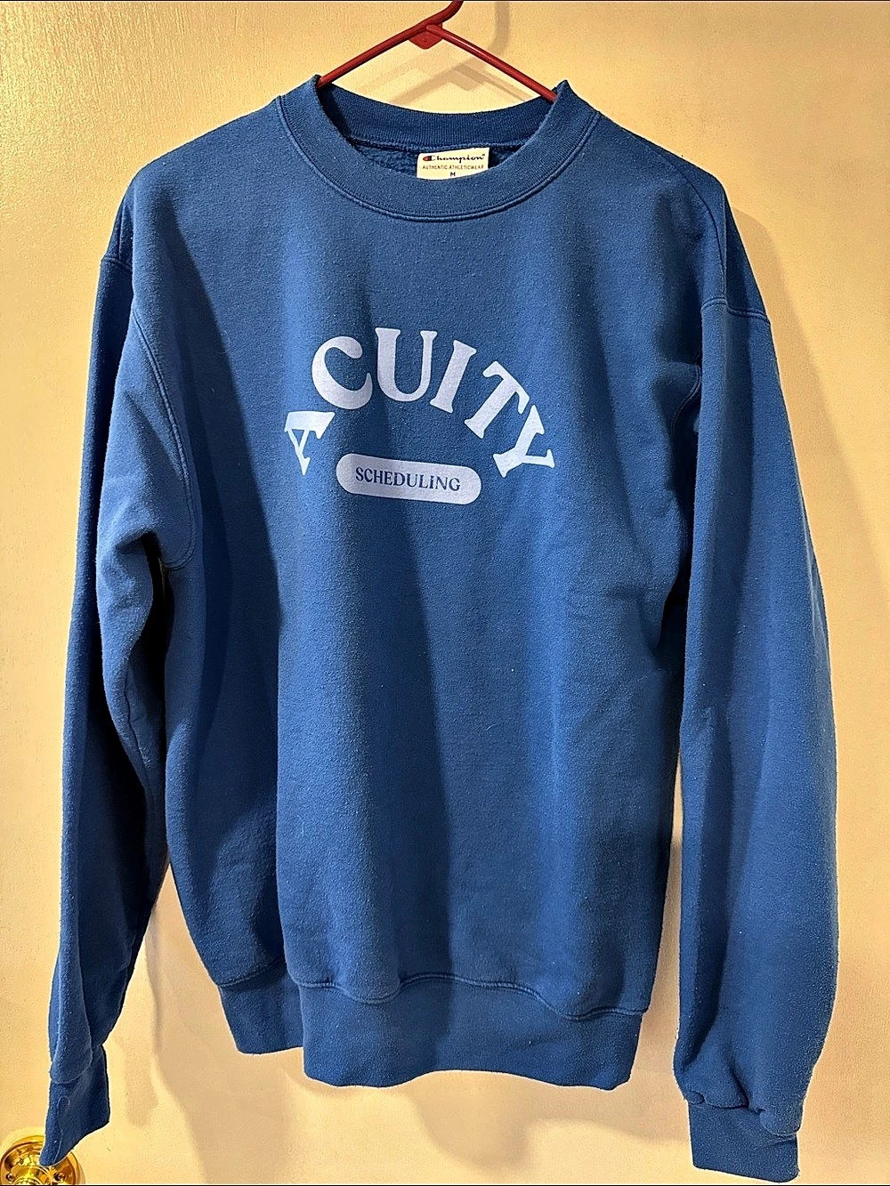 Champion Acuity Scheduling Crewneck Sweatshirt Blue Medium